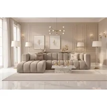 kaiser möbel Ecksofa L-Form GRAND 318 cm, stoff Salvador, Beige, Links - Beige