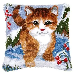 Knüpfkissen "Katze Winter"