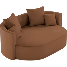 LeGer Home by Lena Gercke 2,5-Sitzer "ISALIE, rundes Loungesofa, mit Kissen, perfekt gepolstert", braun (rostfarben), B:200cm H:98cm T:145cm, LEGER HOME BY LENA GERCKE, Sofas, moderne Stoffe, mit 4 Zierkissen, extra große Sitzfläche