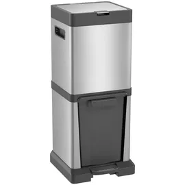 Homcom Mülleimer 20+14 l Silber