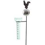 zeitzone Gartenstecker Hahn mit Regenmesser mit Vogelschreck Kugel Landhausstil 106cm