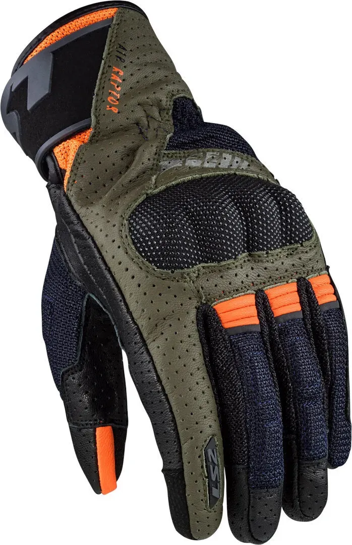 LS2 Air Raptor geperforeerde Mesh Motocycle Handschoenen, zwart-oranje-bruin-beige, L Voorman