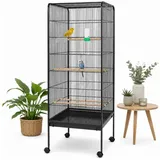 Mucola Voliere Vogelvoliere Metall Vogelkäfig Vogelhaus Tierkäfig Käfig Voliere, Maße Außen: ca. 146 cm x 54,5 cm x 54,5 cm (H x B x T) grau|schwarz