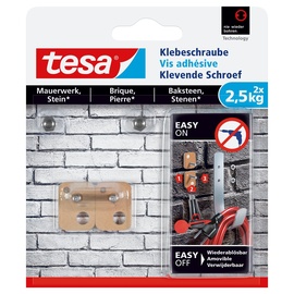 Tesa Klebeschraube für Mauerwerk und Stein, 2.50kg Tragkraft, 2 Stück