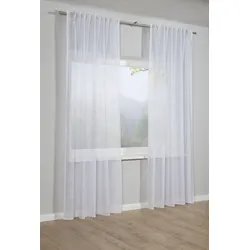Gardine GARDINIA "Schal mit Gardinenband Ausbrenner Grafik", weiß, B:140cm H:245cm, Obermaterial: 50% Polyester, 50% Viskose, Gardinen, Stoff Ausbrenner Graphic