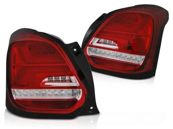 LED Lightbar Rückleuchten für Suzuki Swift V 17- Rot/Chrom dynamischer Blinker