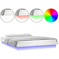 VidaXL Massivholzbett mit LEDs Weiß 200x200 cm