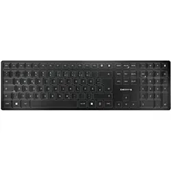 CHERRY KW 9100 Slim, kabellose Tastatur, Deutsches Layout, QWERTZ Tastatur, wahlweise Bluetooth- oder Funkverbindung, SX Scherenmechanik, wiederaufladbar über USB-Kabel, flach, schwarz-Silber | Zustand: Neu & original versiegelt