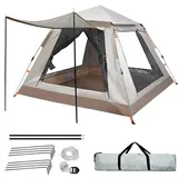 Gziztx Camping Zelt 4-6 Personen 240x240x154 cm Pop Up Zelt für Familien im Freien, wasserdichte Kuppelzelt Winddicht Automatisches Wurfzelt, geeignet für Reisen, Strand, Bergsteigen (Weiß)