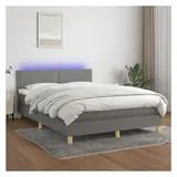 vidaXL Boxspringbett mit Matratze & LED Dunkelgrau 140x200 cm Stoff