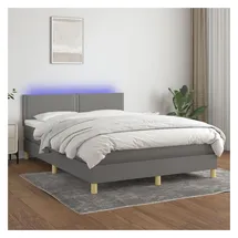 vidaXL Boxspringbett mit Matratze & LED Dunkelgrau 140x200 cm Stoff