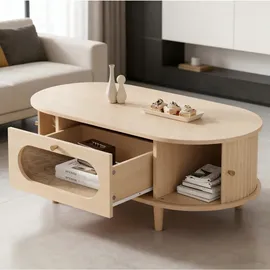 Okwish Couchtisch Braun Eiche 100 x 50 x 36 cm