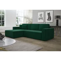 Fun Möbel Ecksofa Schlafsofa Sofa CONOR PREMIUM Stoff Kronos Dunkelgrün Ottomane Links