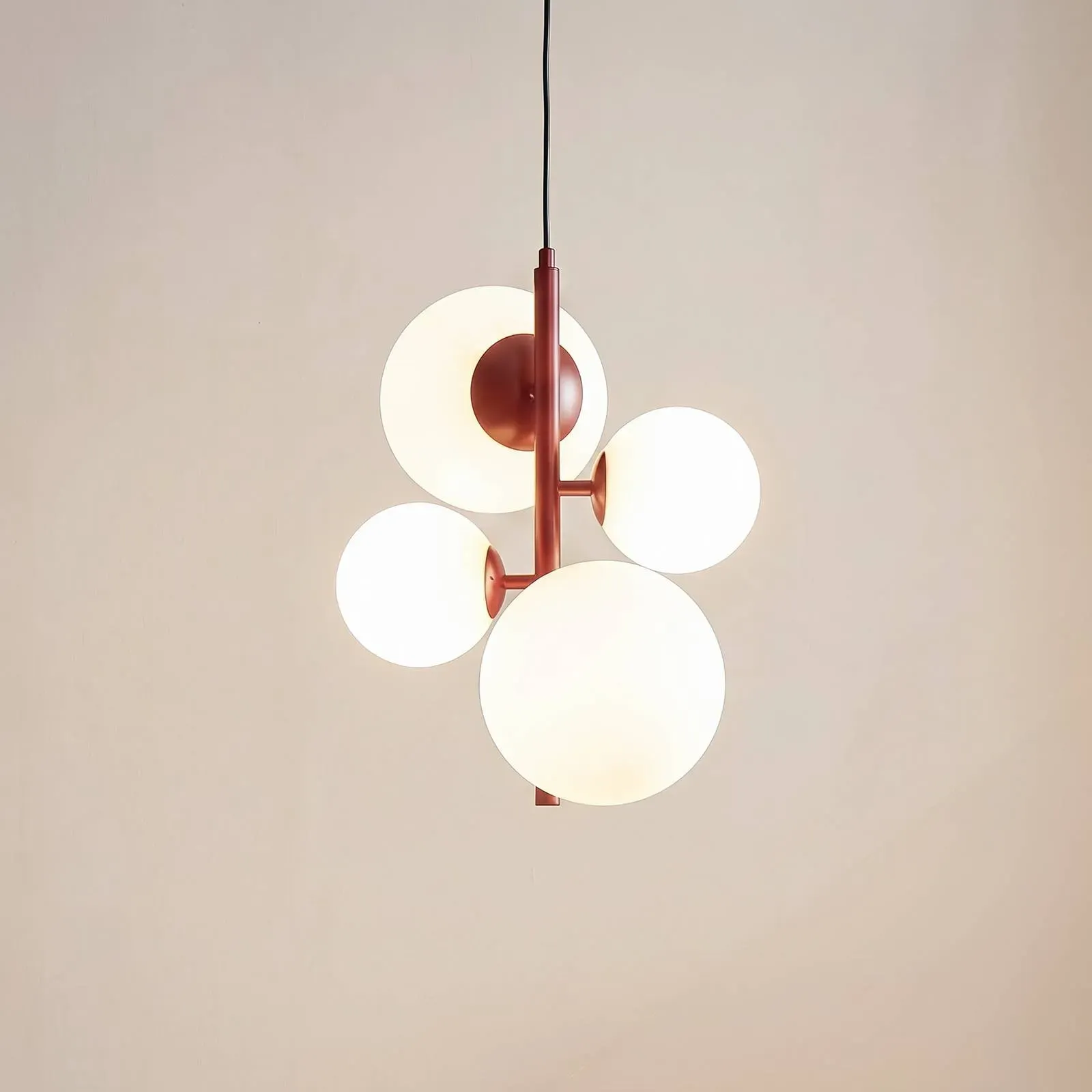 Glas Hängelampe Joel ALDEX, dimmbar, rot, für Wohn- / Esszimmer, Metall, Modern, Pendelleuchte - 46 cm - 46 cm - 120 cm