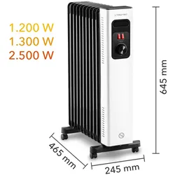 TROTEC Ölradiator TRH 27 E | 2.500 W Leistung für schnelle und behagliche Wärme