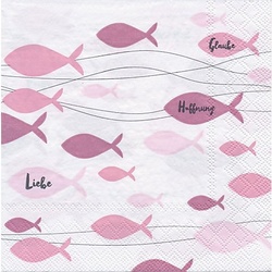 Papierservietten "Fischschwarm", rot, 33 x 33 cm, 20 Stück