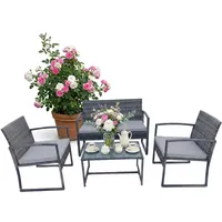 Relaxdays Gartenmöbel Set 4-tlg. Grau