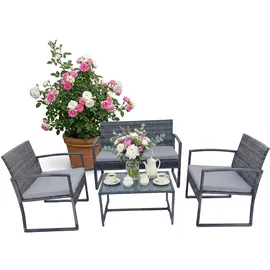 Relaxdays Gartenmöbel Set 4-tlg. Grau