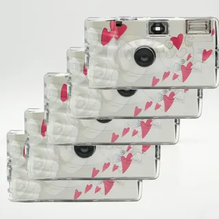 nedwidek Einwegkamera FLIEGENDE HERZEN weiß Hochzeitsdesign, 27 Aufn. mit Blitz