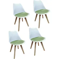 Hti-Living HTI-Living, Esszimmerstuhl Samt 4er Set Atlanta Weiß/Hellgrün