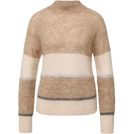 s.Oliver Leichter Pullover mit Colour-Blocking und Pailletten Beige 4XL