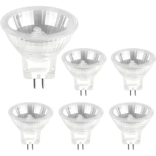 Halogen 12V 10W GU4 Leuchtmittel Dimmbar, Reflektor Strahler MR11, 150LM Warmweiß 2700K, Halogen Reflektor GU4 MR11 für Landschaftsbeleuchtung, Einbauleuchten, Schrankbeleuchtung, 6 Stück