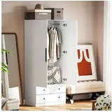 Homcom Kleiderschrank 2-türig 79 x 43 x 180 cm Weiß