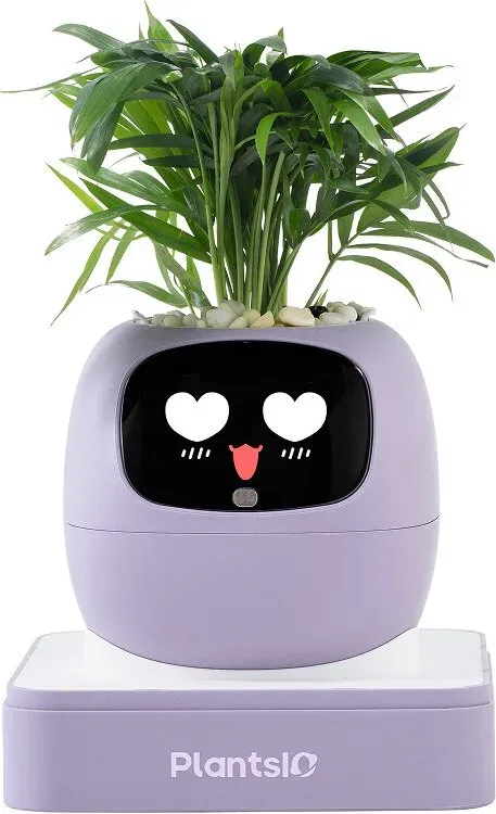 Sommergeschenk zur Verschönerung Ihres Zuhauses – Ivy AI intelligenter Pflanztopf-Roboter mit Gesichtsausdruck-Interaktion, intelligente Pflanzenpflege, Wohndekoration für Vielbeschäftigte, gibt Pflanzengefühle wieder (lila)