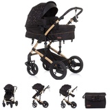 Chipolino Kinderwagen Camea 2 in 1, Moskitonetz, Wickeltasche, Getränkehalter schwarz