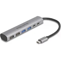 DeLock 6 USB-Ports mit 4 x USB Hub USB-C® auf 2x A, 2x C, 2x 2.0 A, 15 cm