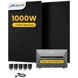 Anker Balkonkraftwerk 1000W Anker SOLIX Solarbank 3 E2700 Pro mit Zusatzsakku und Smart Plug, (5x Smart Plug und 2x JASolar 500Wp im Lieferumfang enthalten), Speicher mit integriertem Wechselrichter, All-in-One 2,668kWh Akku
