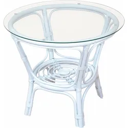 Esstisch HOME AFFAIRE, weiß, B:70cm H:57cm T:70cm, Tische, gemütliche Rattanmöbel ideal für Wohnraum oder Wintergarten