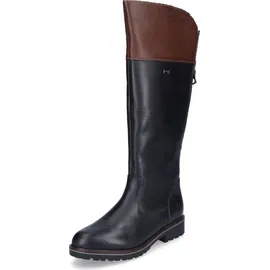 REMONTE Hochschaftstiefel - Nachtschwarz / Braun Glattleder Größe: 40 Normal - Schwarz