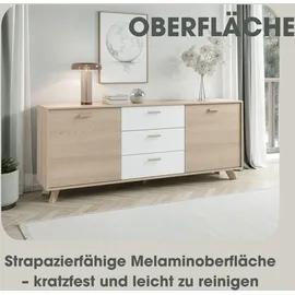 byLIVING Bastian 180 x 72,5 x 36,5 cm Eiche Bianco / Weiß