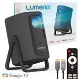 Lumenix AIR Mini-Beamer mit Google TV & Chromecast, 500 ANSI, Full HD, Schwarz - Schwarz