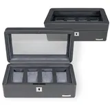 WINDROSE Uhrenbox Tempora - Uhrenkoffer (für 4 Uhren) 26.5 cm (grau) grau