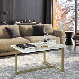 Asir Couchtisch Merideths- 45x92 cm gold/weiß - Weiß/Gold