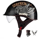 Smilfree Halbschalenhelm Mit ECE-Zulassung Vintage Motorradhelm Cruiser Chopper Scooter Helm Herren Retro Motorrad Halbhelm Damen Mofa Helm