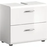 furnling Waschbeckenunterschrank Ivy, weiß Hochglanz, 2 Schubladen, Waschtischunterschrank mit Siphon-Ausschnitt, Front mit Rillenfräsung, Breite 60 cm