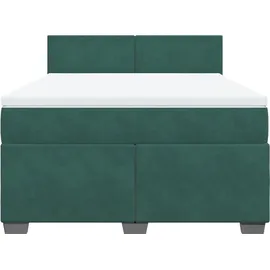 vidaXL Boxspringbett 140 x 200 cm Dunkelgrün