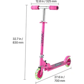 Vevor Scooter (2 Räder) für Kinder ab 3 Jahren, Cityroller Kinderroller mit leuchtenden Rädern & höhenverstellbarem Lenker & rutschfestem Deck & faltbarem Rahmen, Tretroller bis zu 50 kg, Pink