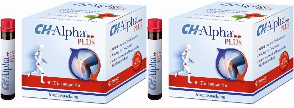 CH-Alpha Plus Gelenk Kollagen Trinkampullen für gesunde Gelenke und Knorpel mit Hagebuttenextrakt und Vitamin C