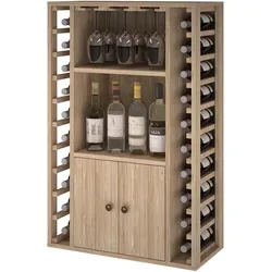 Godello Serie Weinregal aus massiver Eiche 20 Flaschen + Spirituosen + 9 Gläser