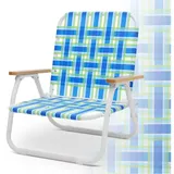 Sekey Campingstuhl Campingstuhl Faltbar Strandstuhl Klappstuhl mit Buchenholz-Armlehnen blau|grün