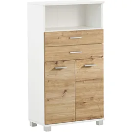 Schildmeyer Palermo Highboard 60 x 110,5 x 32,6 cm Weiß/Eiche