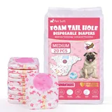 Pet Soft Hundewindeln für Hündinnen, 20 Stück Einweg Windeln für Hunde&Katzen, Hochsaugfähige Katzenwindeln Läufigkeitshose für Hündinnen mit verstellbarem Schwanzloch (M-20 Stück)