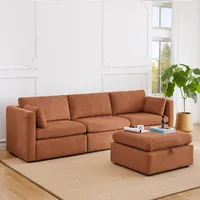 Kislot Oversized Modular Sectional Fabric Sofa Set, FSC Certified Extra Large L Shaped Couch Reversible Chaise Modular Sectional Couch, 112 inch Width,4 Seat Modular Sofa with Storage Ottoman