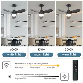 JDONG 50 cm Deckenventilator Weiß