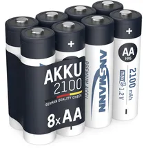 Ansmann Akku AA 2100mAh Mignon NiMH - 1000x wiederaufladbar (8 Stück)