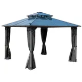 Brast Pavillon Pagode 3,5x3,5m dunkelgrau mit Moskitonetz